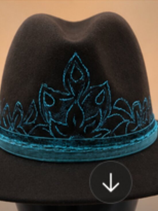 Boutique Black Felt Hat w/ Turquoise Embroidery — Southwestern Boho Festival main image 9